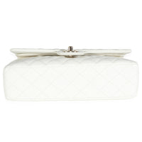 White Quilted Caviar Medium Classic Double Flap Bag