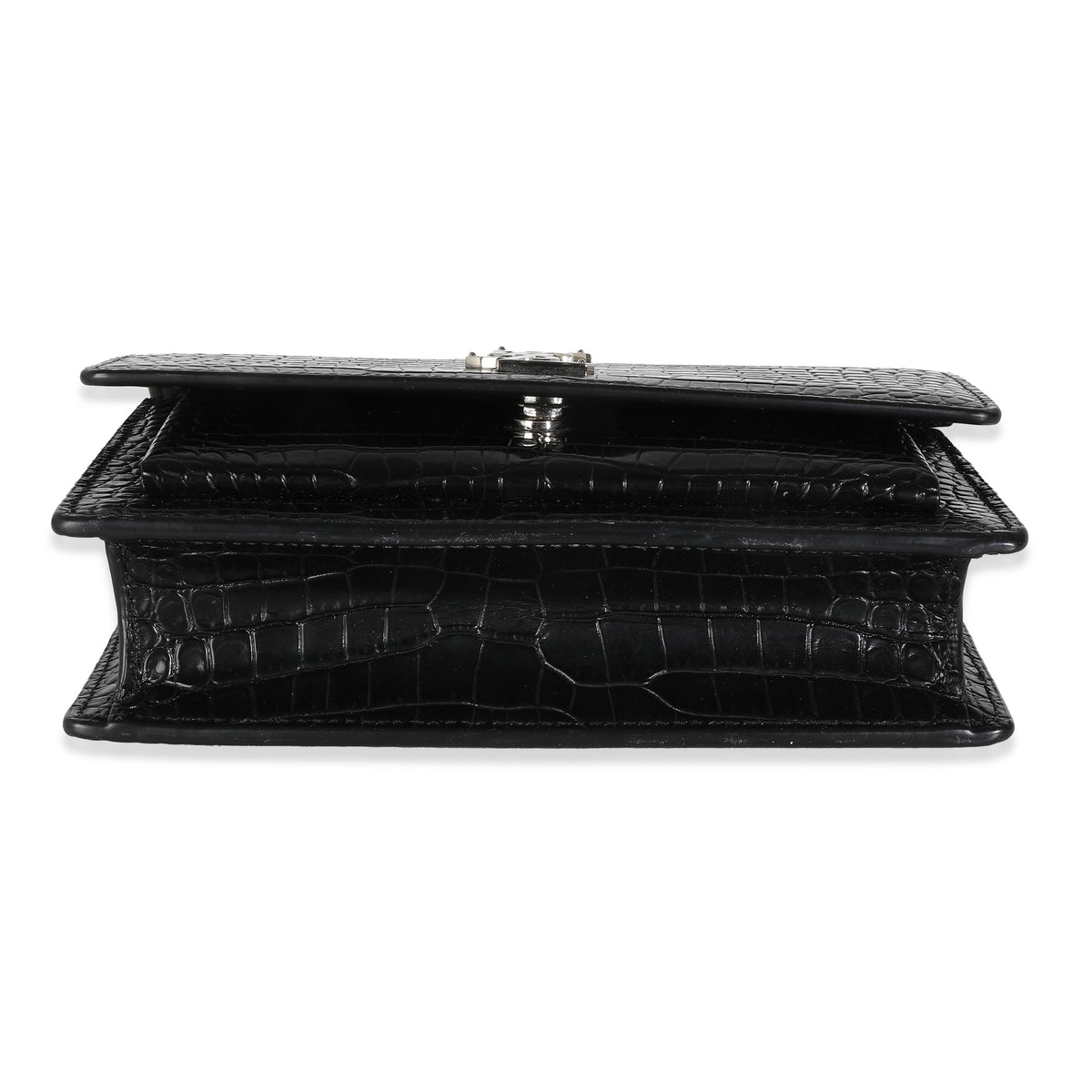 Black Shiny Croc Embossed Sunset Chain Wallet