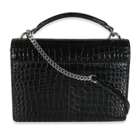 Black Shiny Croc Embossed Sunset Chain Wallet