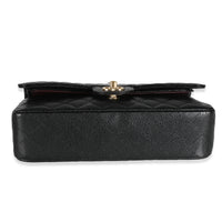 Black Quilted Caviar Medium Classic Double Flap Bag