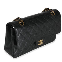 Black Quilted Caviar Medium Classic Double Flap Bag