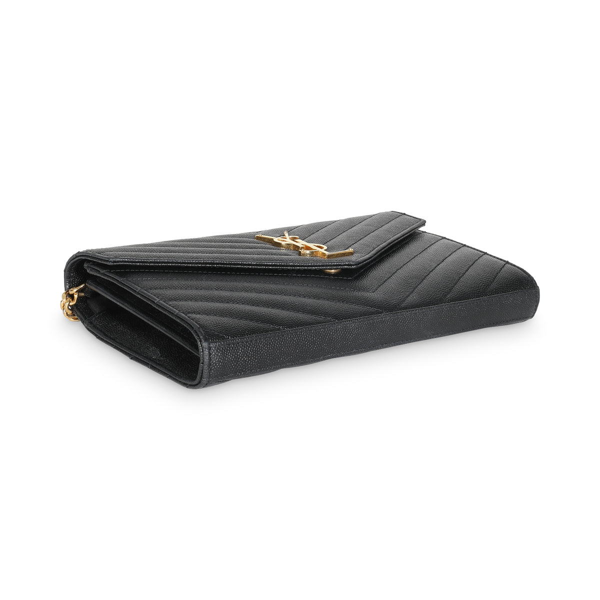 Black Grain De Poudre Cassandre Chain Wallet