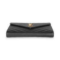 Black Grain De Poudre Cassandre Chain Wallet