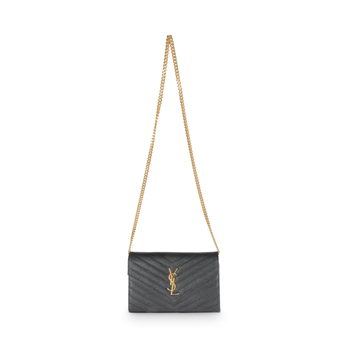 Black Grain De Poudre Cassandre Chain Wallet