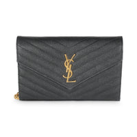 Black Grain De Poudre Cassandre Chain Wallet