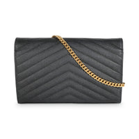 Black Grain De Poudre Cassandre Chain Wallet