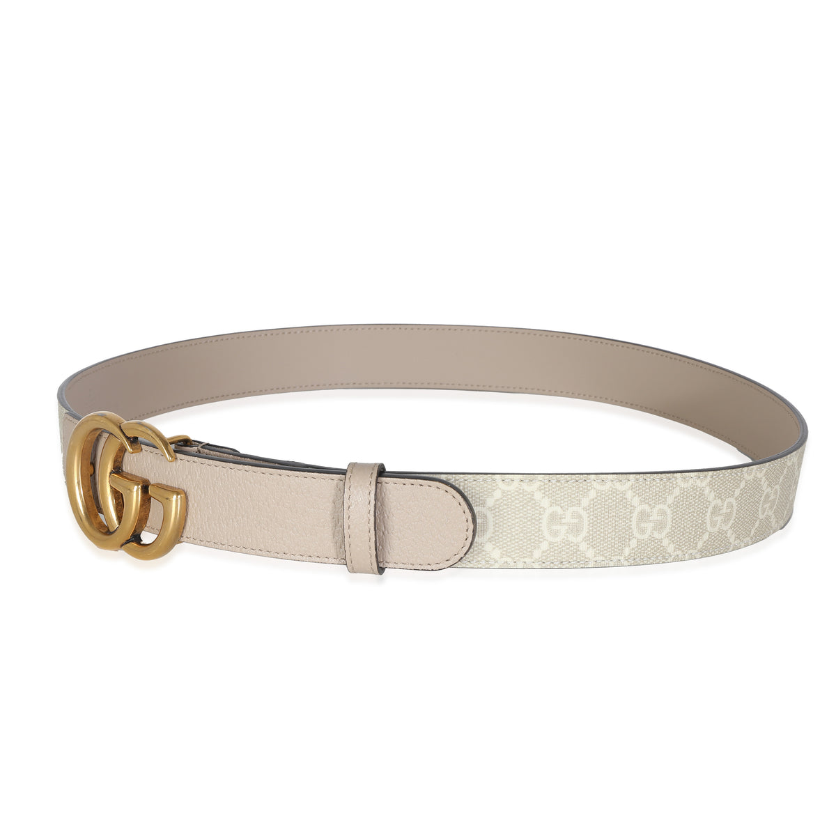 Beige White GG Supreme Marmont Thin Belt 90/36