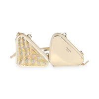 Gold Satin Crystal Embellished Mini Triangular Pouch