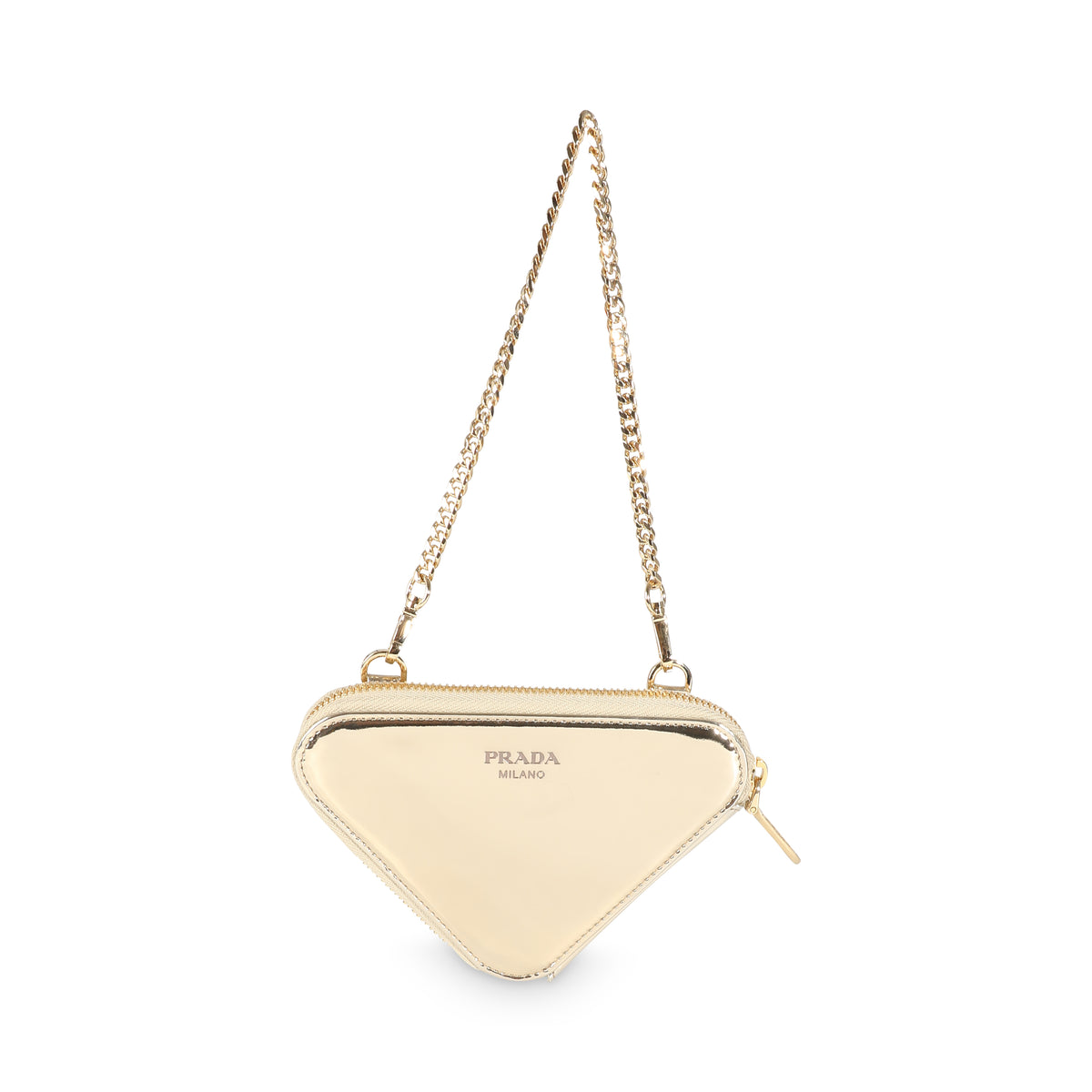 Gold Satin Crystal Embellished Mini Triangular Pouch