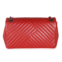 Chanel Red Chevron Lambskin Small CC Crossing Single Flap Bag Handbag bv