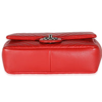 Chanel Red Chevron Lambskin Small CC Crossing Single Flap Bag Handbag stamp