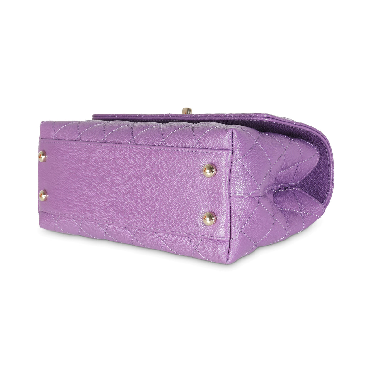 Purple Quilted Caviar Small Coco Top Handle Bag