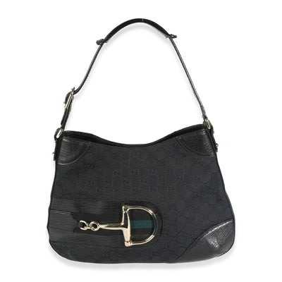 Black GG Canvas Web Hasler Hobo