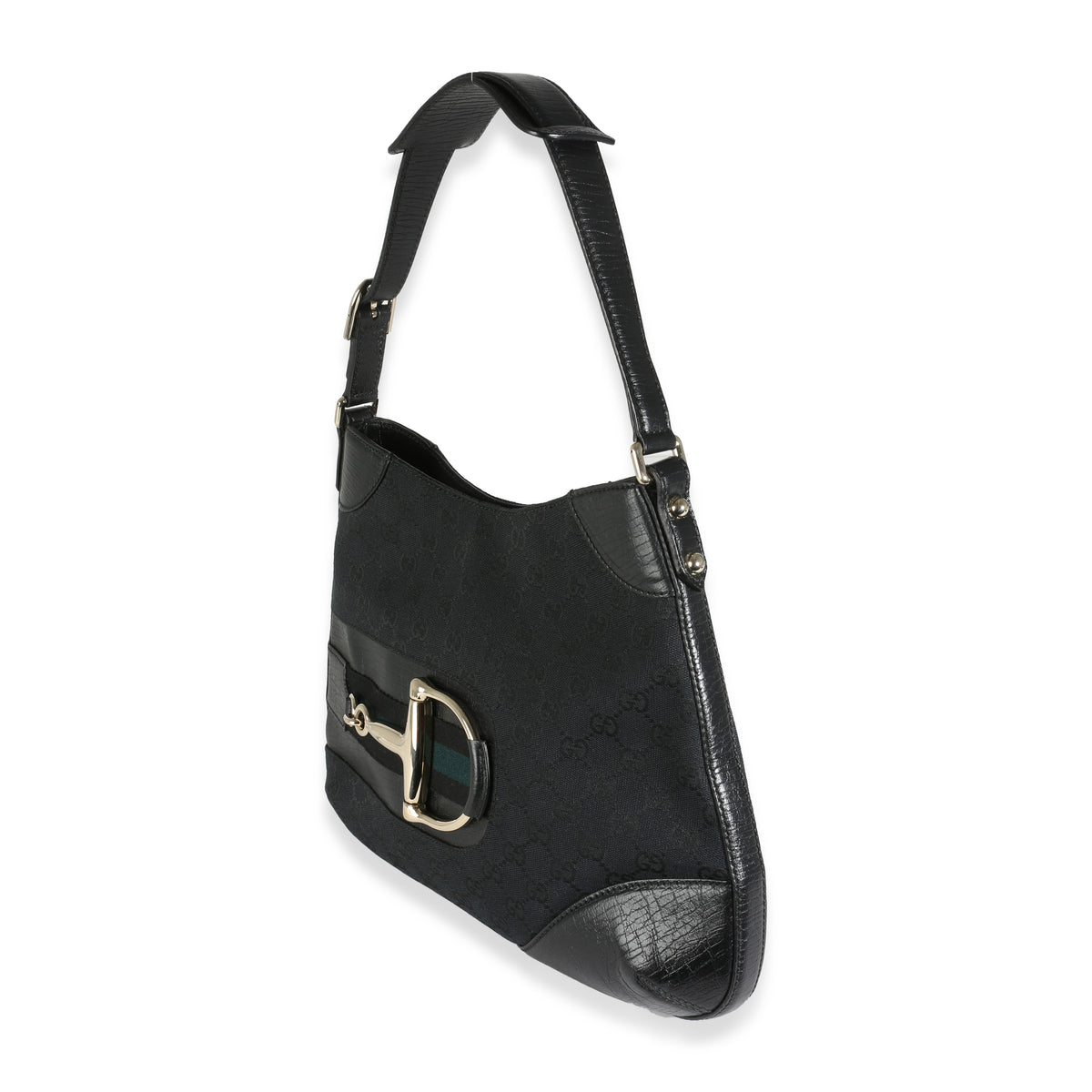 Black GG Canvas Web Hasler Hobo