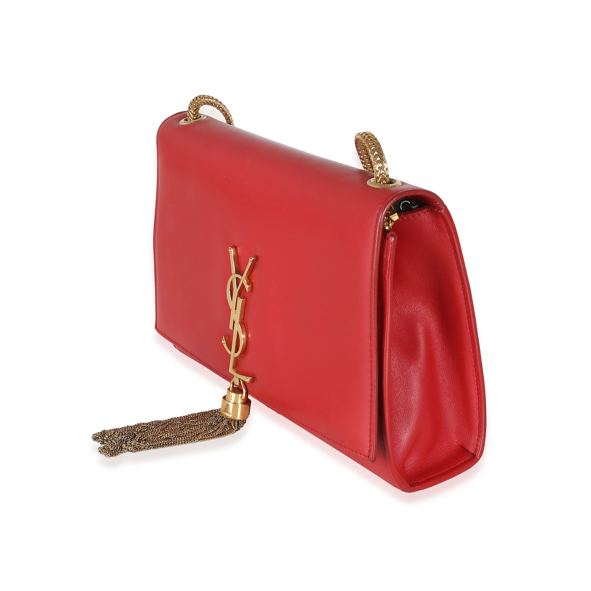 Red Smooth Calfskin Medium Classic Monogram Kate Tassel Satchel