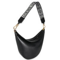 Black Satin Calfskin Small Luna Hobo