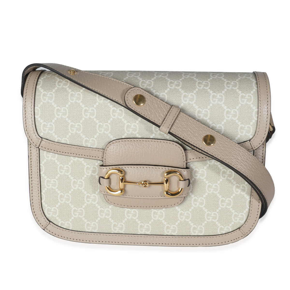 Gucci Beige Mystic White GG Supreme Horsebit 1955 Shoulder Bag