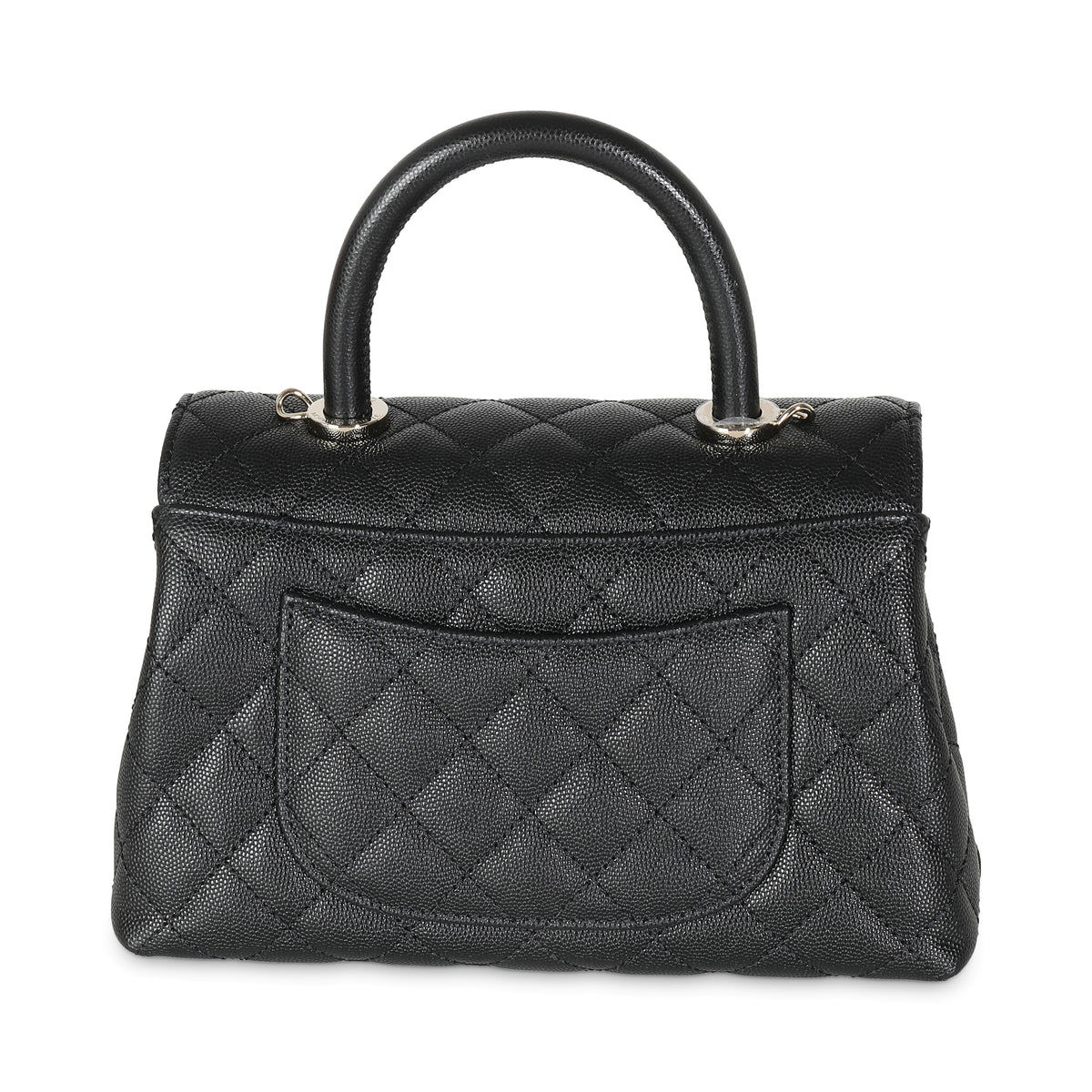 Black Quilted Caviar Mini Coco Top Handle Bag