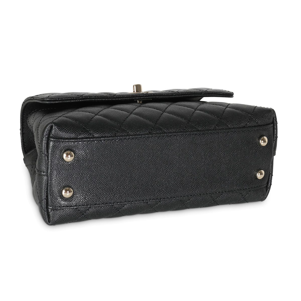 Black Quilted Caviar Mini Coco Top Handle Bag