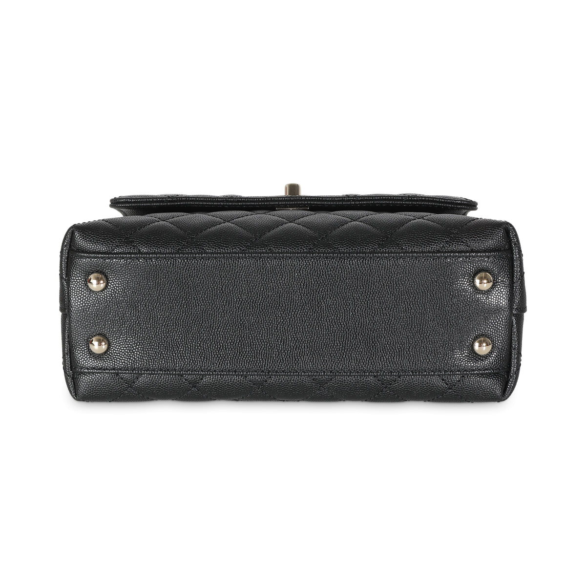 Black Quilted Caviar Mini Coco Top Handle Bag