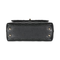 Black Quilted Caviar Mini Coco Top Handle Bag