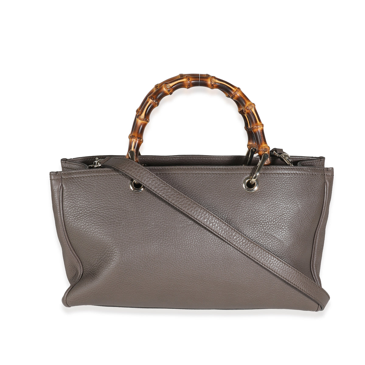 Taupe Pebbled Calfskin Medium Bamboo Shopper