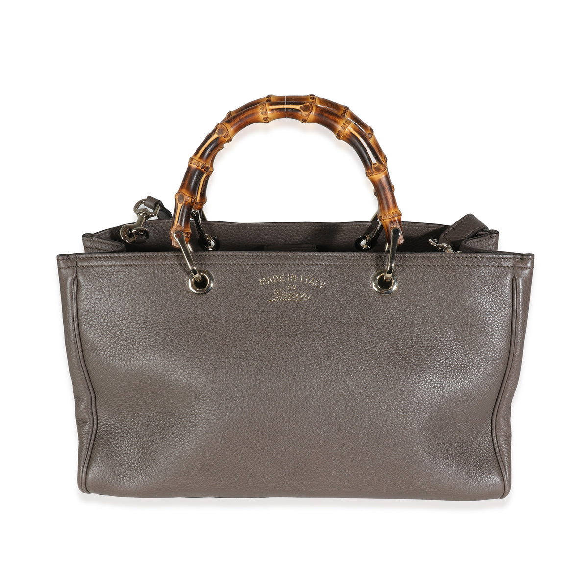 Taupe Pebbled Calfskin Medium Bamboo Shopper