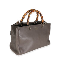 Taupe Pebbled Calfskin Medium Bamboo Shopper