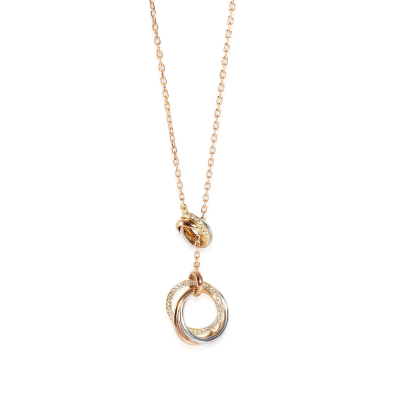 Trinity Lariat Diamond Necklace in 18k 3 Tone Gold 0.23 CTW