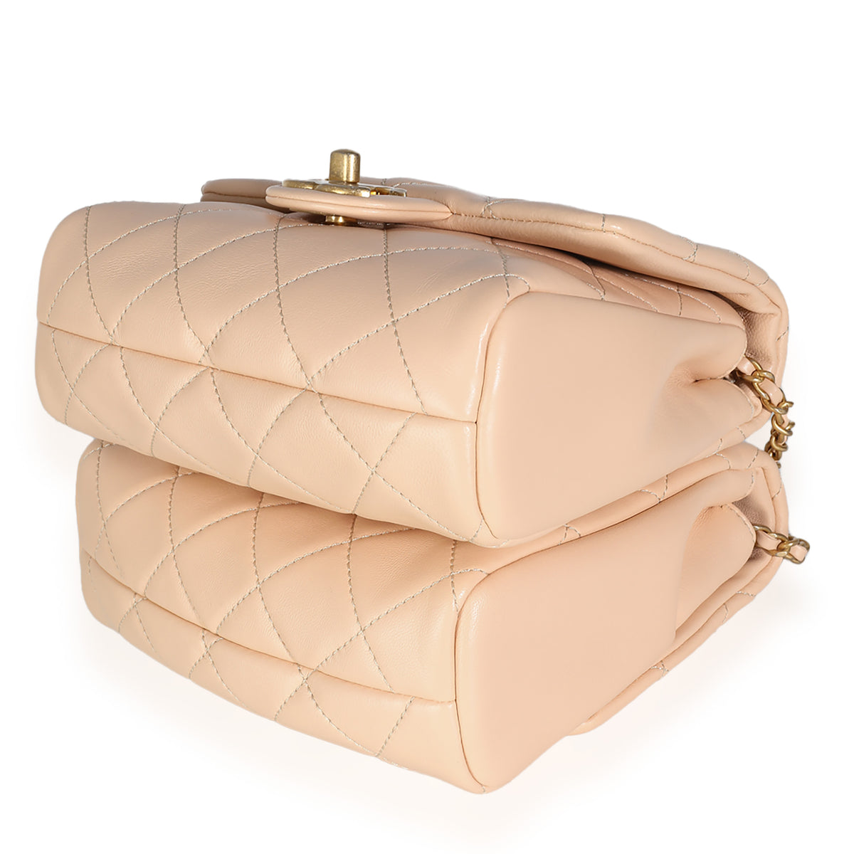 19S Beige Quilted Lambskin Side Packs