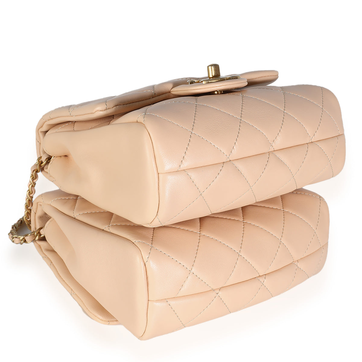 19S Beige Quilted Lambskin Side Packs