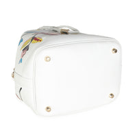 White Calfskin Multicolor Python Appliqué Paradise Bubble Bucket