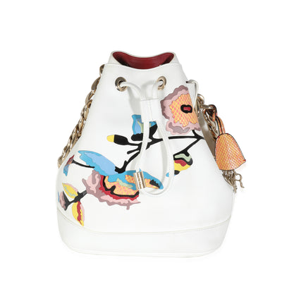 White Calfskin Multicolor Python Appliqué Paradise Bubble Bucket