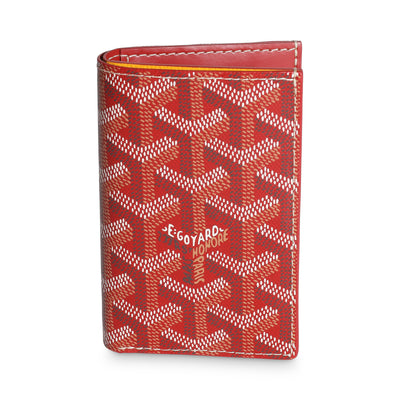 Red Goyardine Canvas Saint Pierre Card Holder