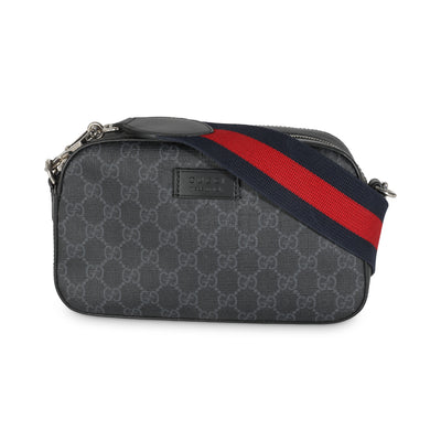 Black GG Supreme Monogram Web Camera Bag