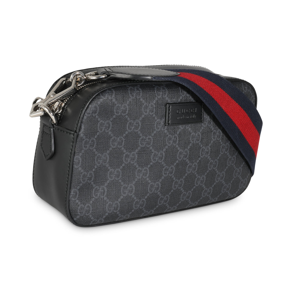 Black GG Supreme Monogram Web Camera Bag