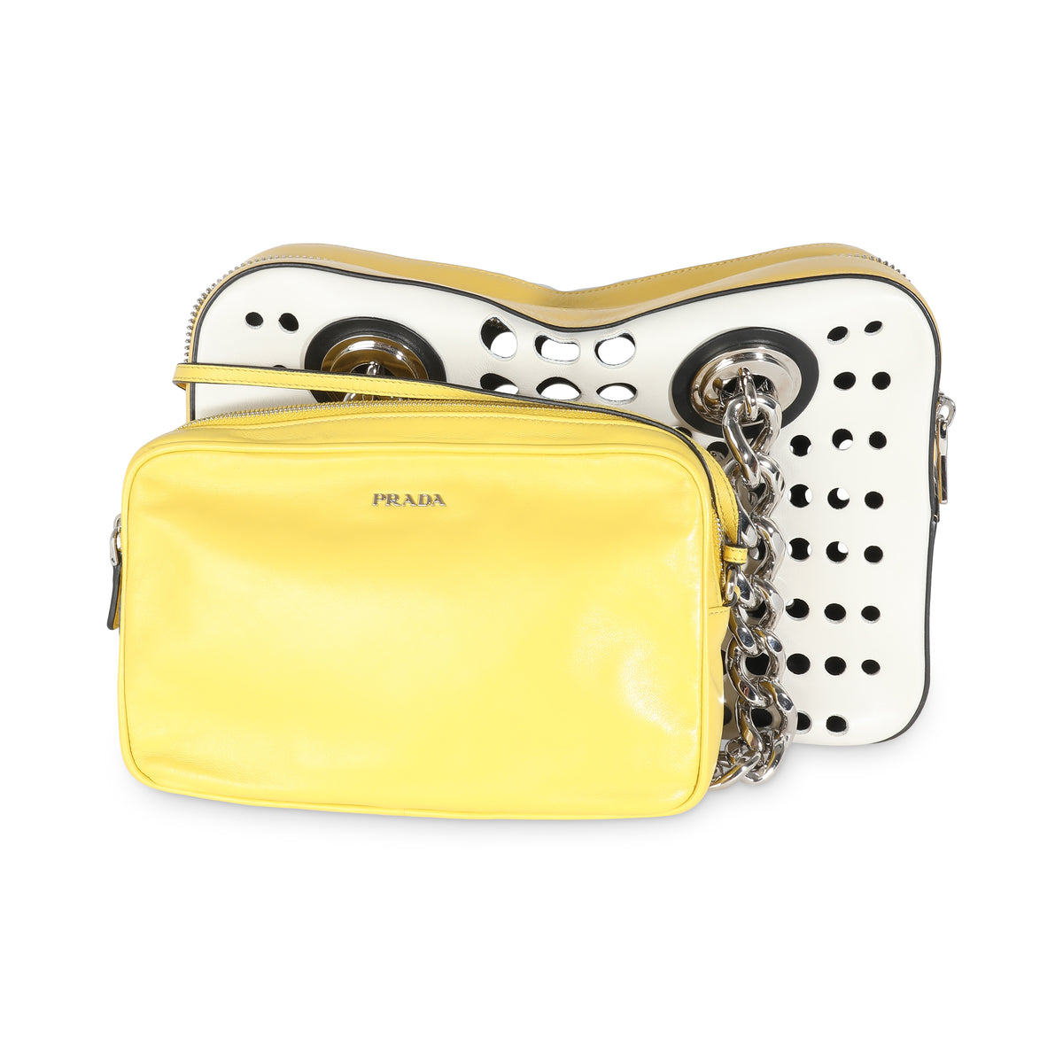 White Yellow Calfskin City Fori Chain Bag