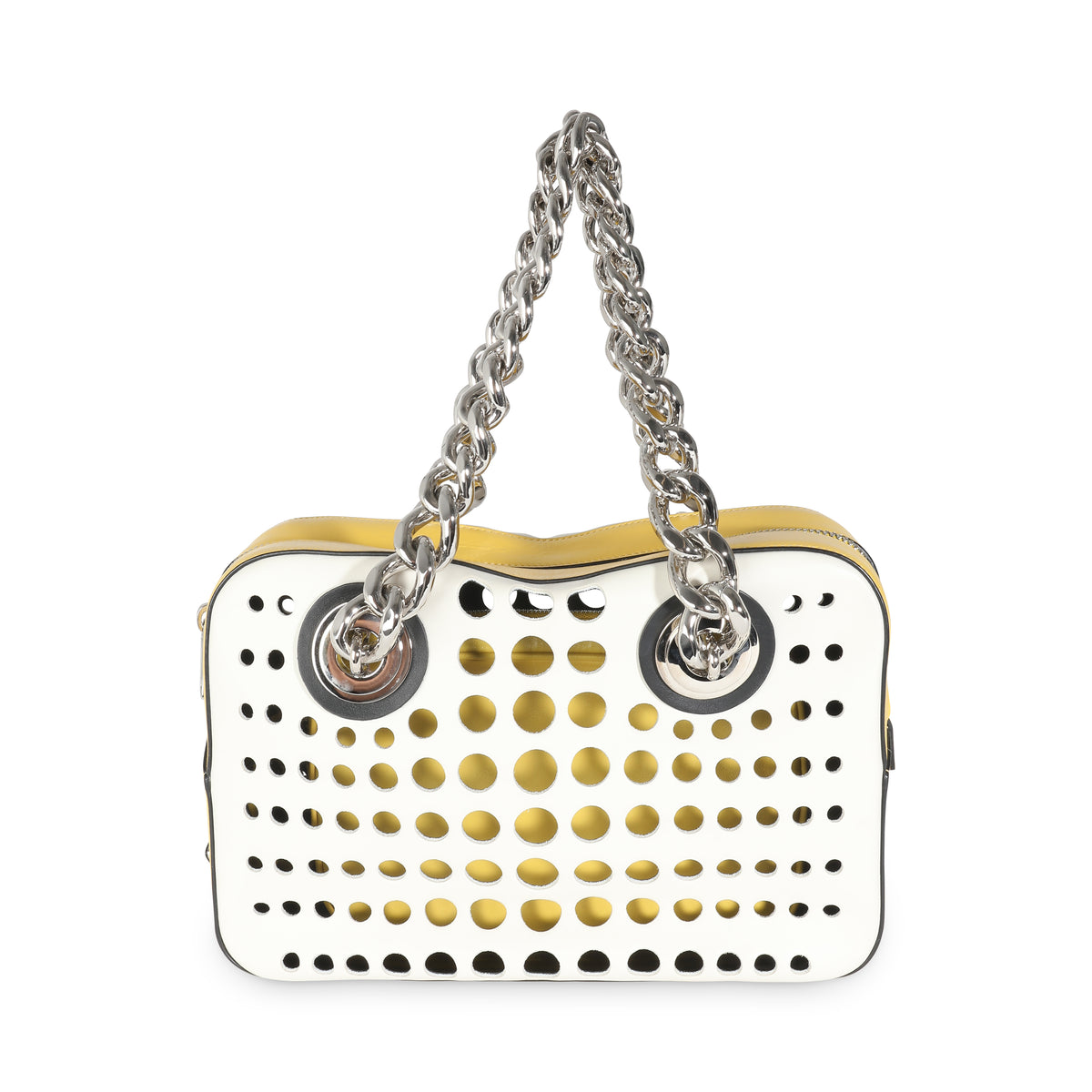 White Yellow Calfskin City Fori Chain Bag