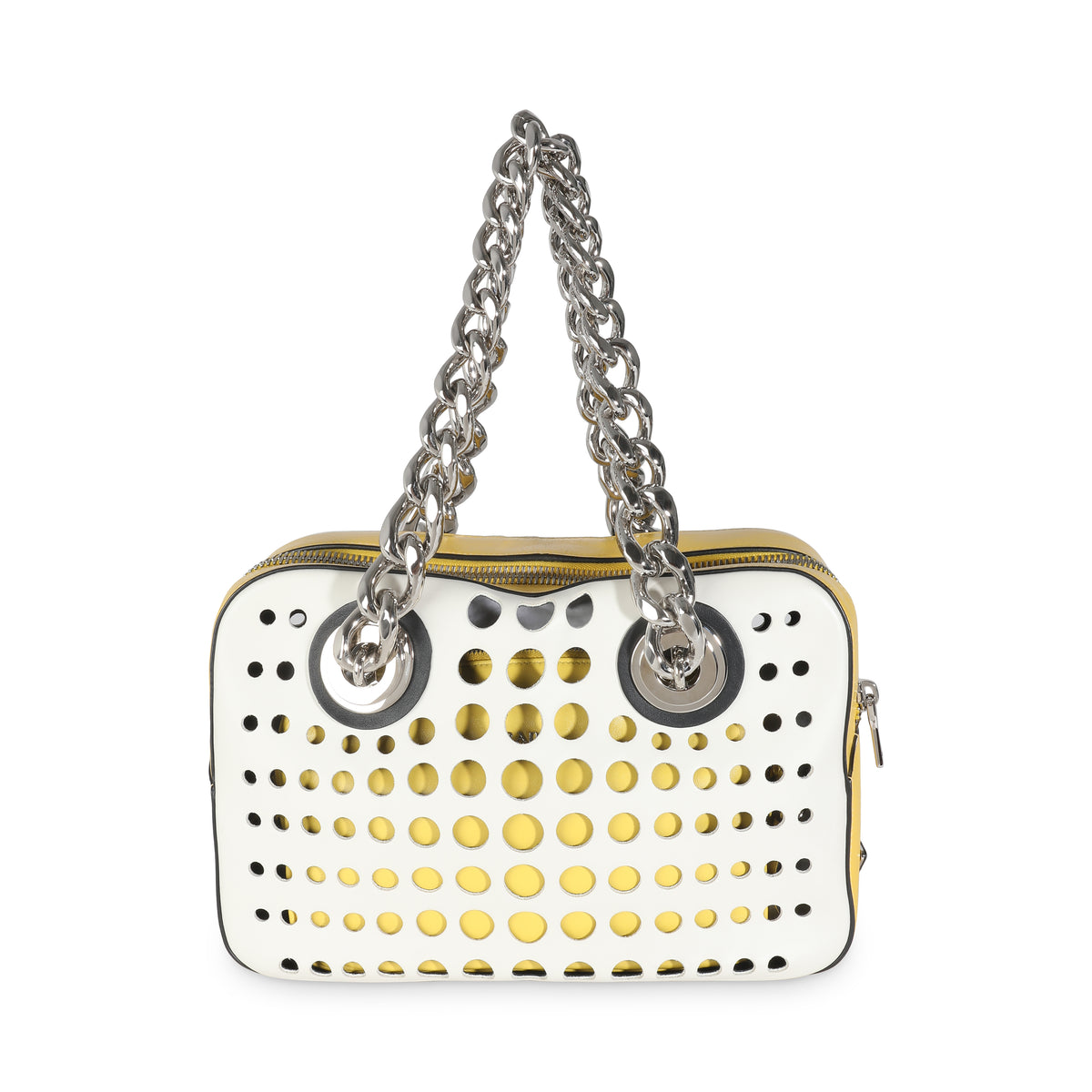 White Yellow Calfskin City Fori Chain Bag