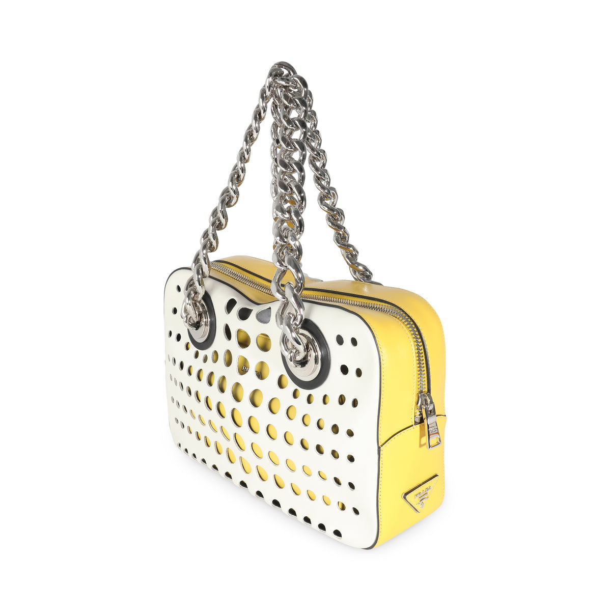 White Yellow Calfskin City Fori Chain Bag