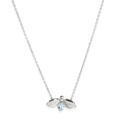 Paper Flowers Aquamarine Diamond Pendant in  Platinum 0.13 CTW