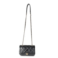 Black Shiny Lambskin Patent Calfskin Mini Flap Bag