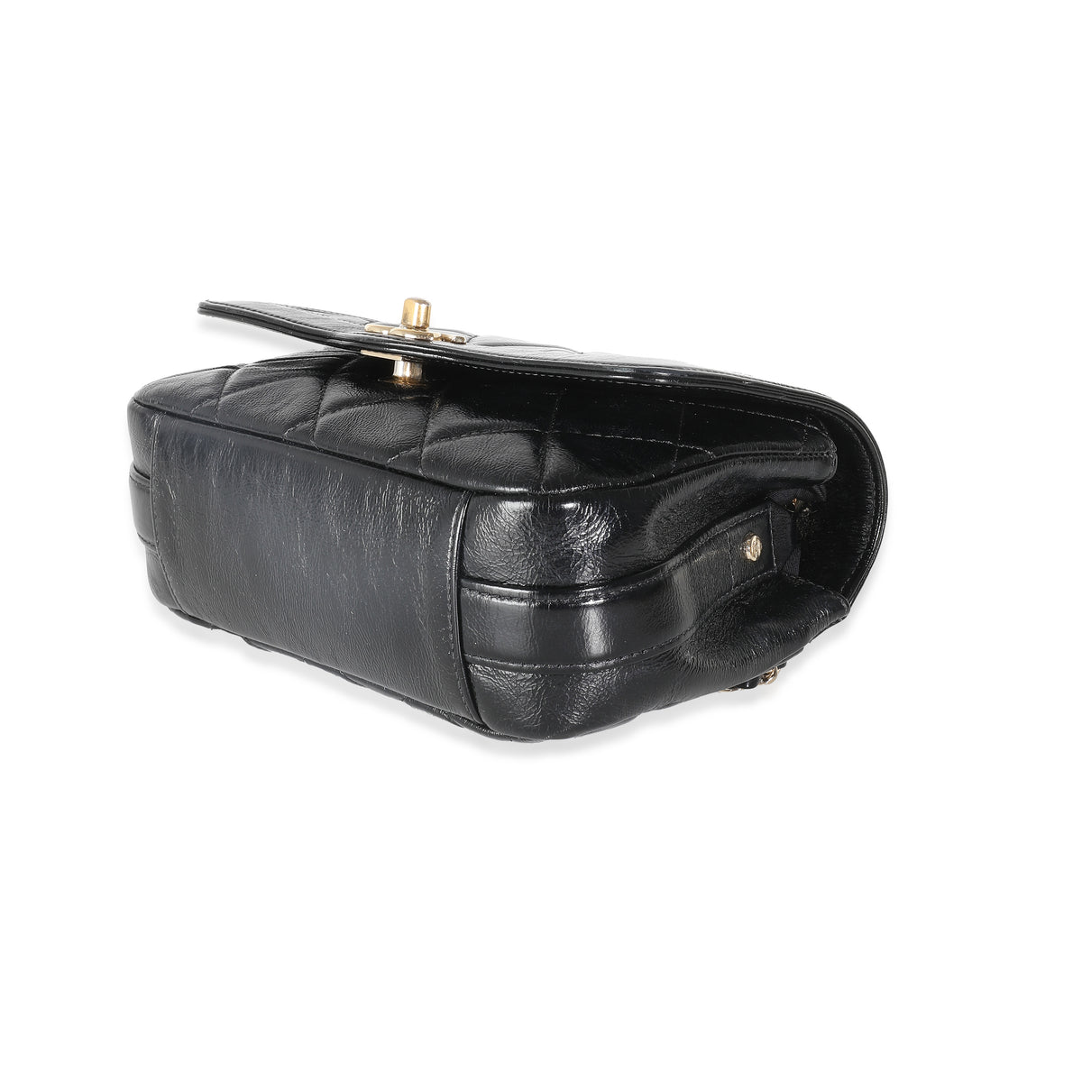 Black Shiny Lambskin Patent Calfskin Mini Flap Bag