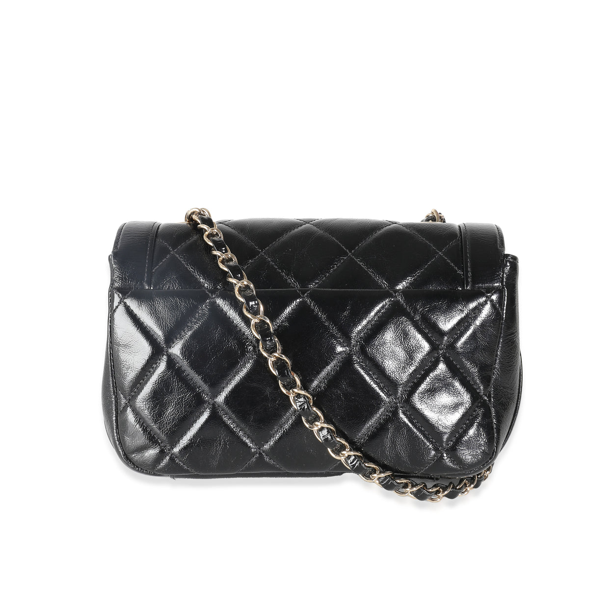 Black Shiny Lambskin Patent Calfskin Mini Flap Bag