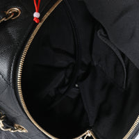 Black Quilted Caviar Small Day Backpack