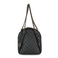 Black Quilted Caviar Small Day Backpack