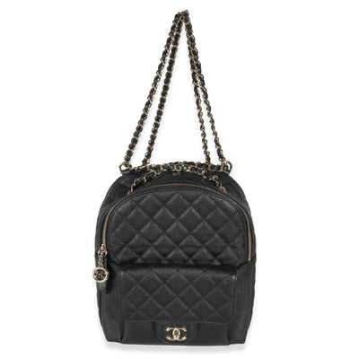 Black Quilted Caviar Small Day Backpack