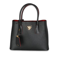 Black Saffiano Cuir Medium Double Tote