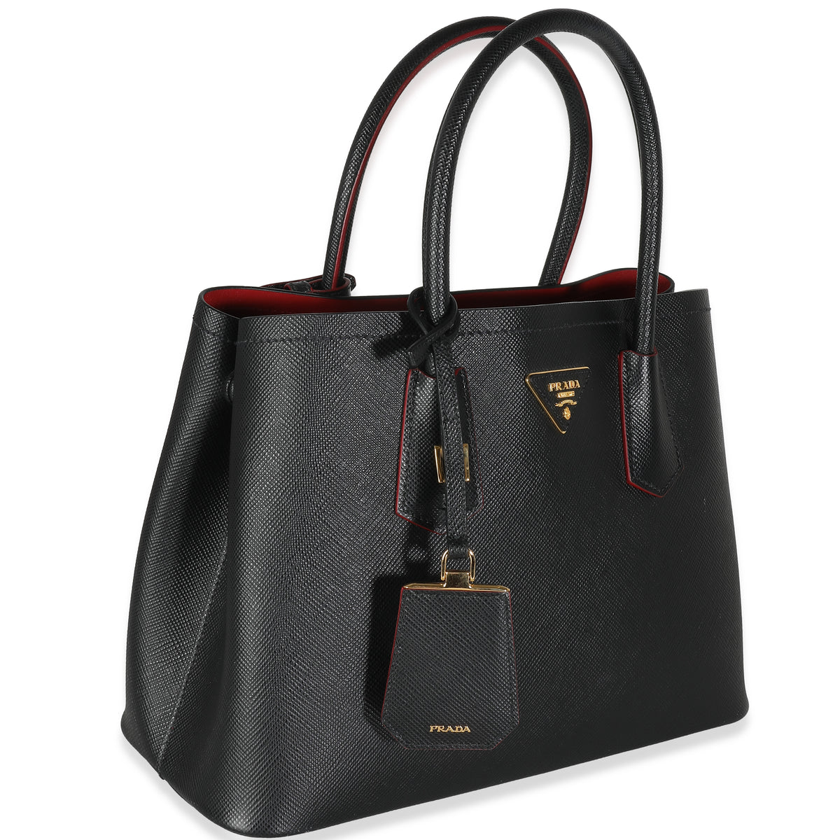 Black Saffiano Cuir Medium Double Tote