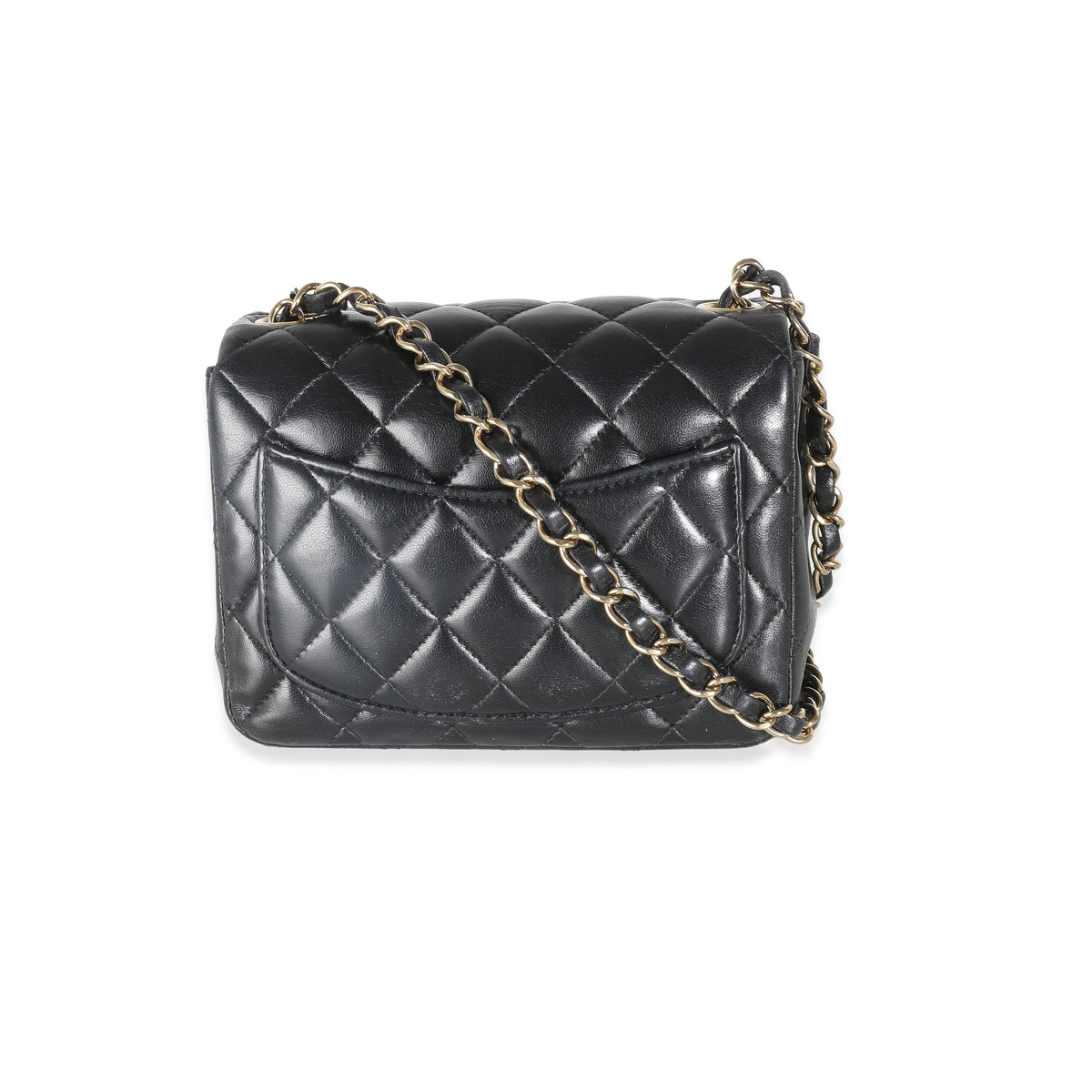 Black Quilted Lambskin Mini Square Flap Bag